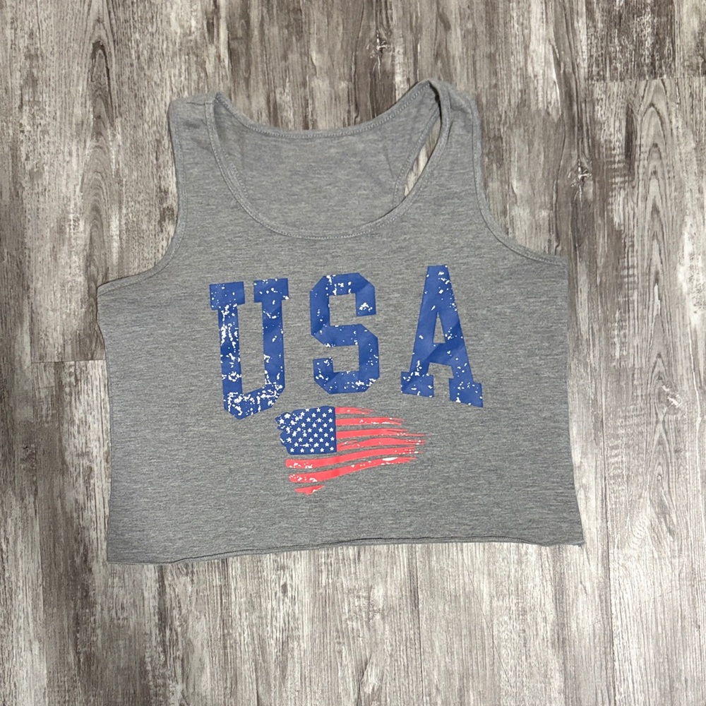 Gray USA Graphic Women's Crop Top